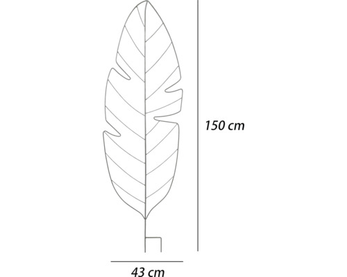 Metallblatt-Dekoration, 150 cm hoch, 43 cm breit