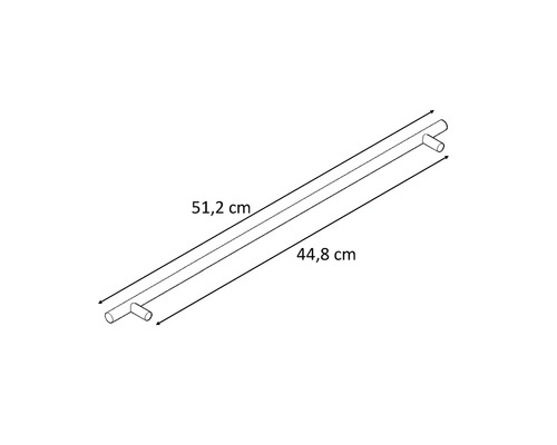 Diagramm einer 51,2 Zentimeter langen Stange mit einem Abstand von 44,8 Zentimetern