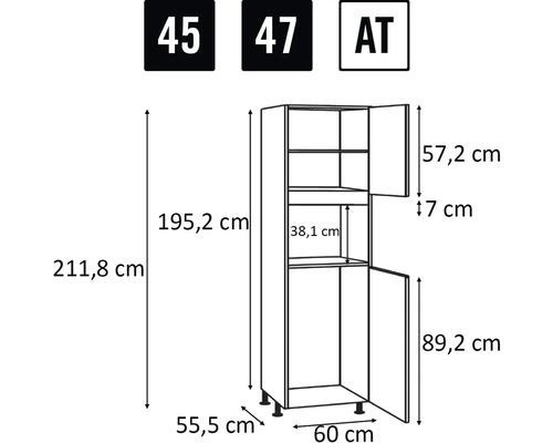 Masse des Küchenschranks