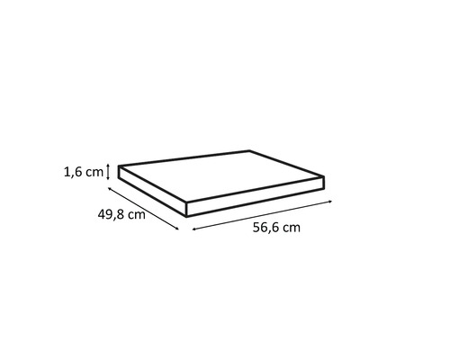 Image avec dimensions : 1,6 cm de hauteur, 49,8 cm de largeur, 56,6 cm de profondeur