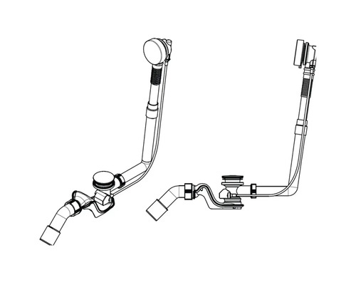 Badewannenab- und Überlaufgarnitur, zwei verschiedene Ausführungen