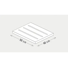 Schéma d'une plaque en béton avec trois rainures, 50 sur 40 centimètres