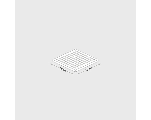 Illustration eines quadratischen Rosts, 50 mal 50 Zentimeter