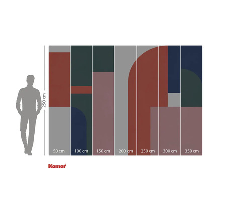 Papier peint photo Komar avec formes abstraites et indications de taille