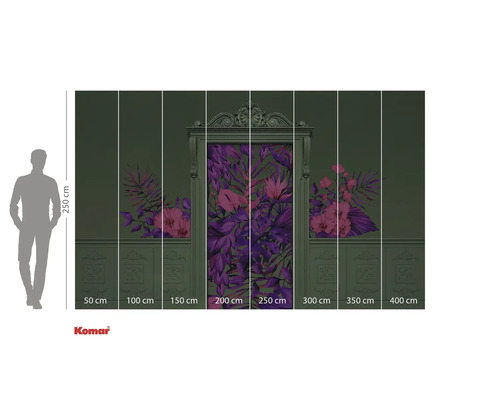 Papier peint photo Komar avec motif floral et indications de taille