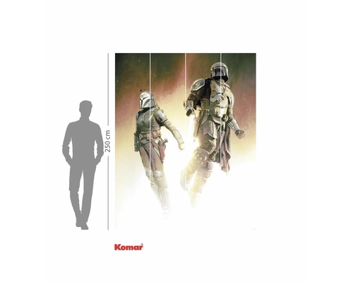 Papier peint mural Komar Star Wars The Mandalorian avec deux figurines en armure et casques, hauteur d'environ 250 cm