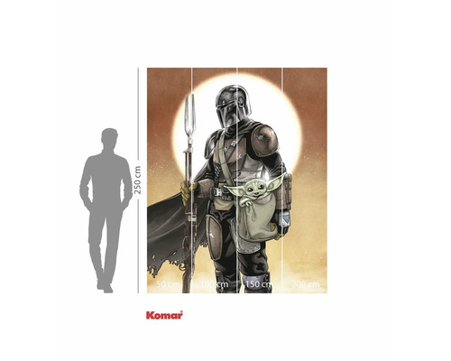 Papier peint photo Komar avec motif Star Wars The Mandalorian et indications de dimensions