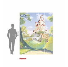 Papier peint photo avec motif de château et indications de taille.