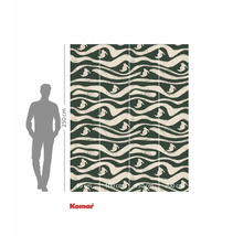 Papier peint photo avec vagues et représentation animale stylisée, dimensions 250 sur 400 centimètres