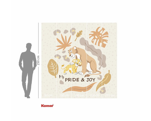 Papier peint photo Komar avec un motif de lion et l'inscription Ma fierté et ma joie, taille 250 cm