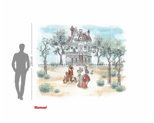 Papier peint photo Komar avec motif de chien devant une maison