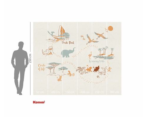 Papier peint photo avec une illustration de la carte du Roi Lion, 300 x 250 cm