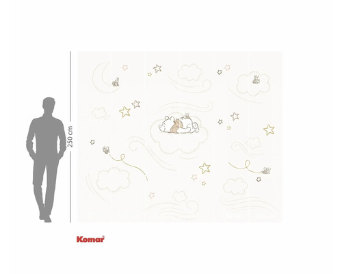 Papier peint photo avec motif Winnie l'ourson, nuages et étoiles, hauteur 250 cm