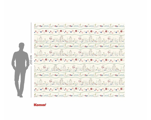 Papier peint photo avec motif Winnie l'ourson et fleurs, environ 250 cm de haut