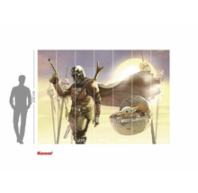 Papier peint Star Wars avec le Mandalorien et Grogu
