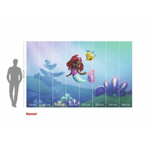 Papier peint mural Komar La Petite Sirène avec sirène et poisson dans l'eau, 250 cm de haut et 400 cm de large
