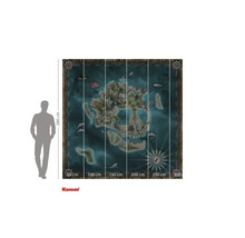 Papier peint mural Komar avec une carte d'île avec des animaux et des plantes, dimension 300 x 280 centimètres