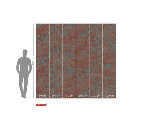 Papier peint photo avec motif de feuilles et indications de taille