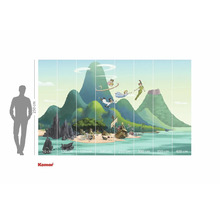 Papier peint photo Peter Pan avec motif d'île et indications de taille