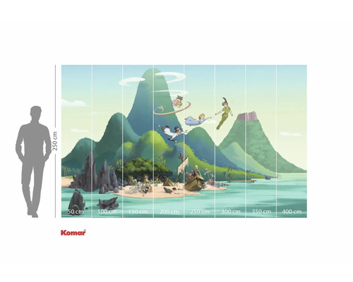 Papier peint photo Peter Pan avec motif d'île et indications de taille