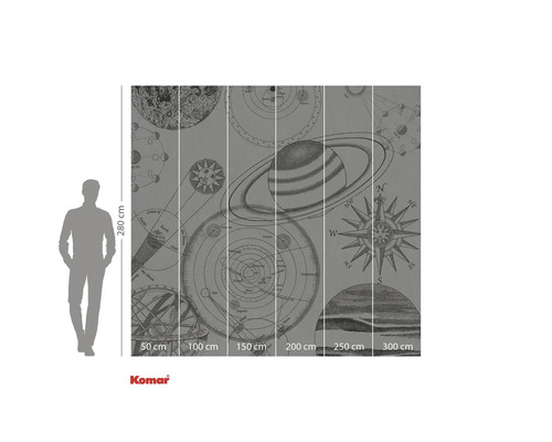 Papier peint représentant le système solaire et des éléments nautiques