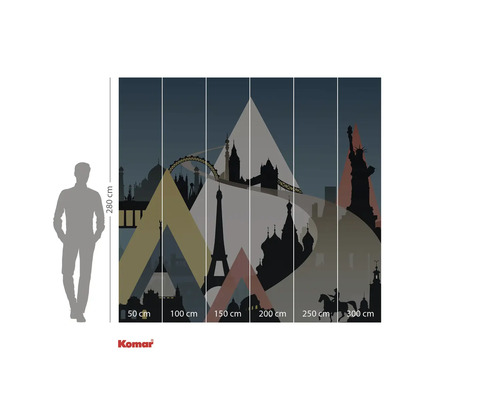 Papier peint photo avec silhouette d'une ville mondiale