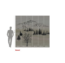 Papier peint photo avec paysage de montagne et motif de forêt pour la décoration murale