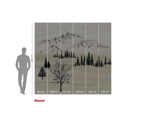 Papier peint photo avec paysage de montagne et motif de forêt pour la décoration murale