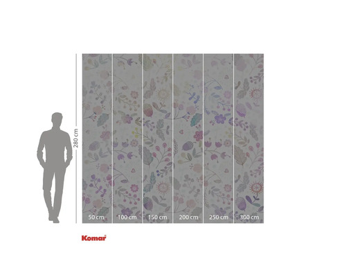 Papier peint photo Komar avec motif floral, 280 cm de hauteur et largeurs de 50 cm à 300 cm