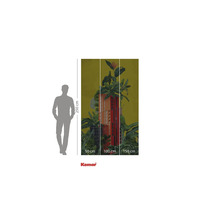 Papier peint photo avec motif de plantes et bâtiment rouge