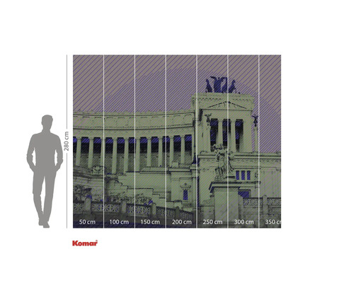 Papier peint photo avec un bâtiment et des indications de taille