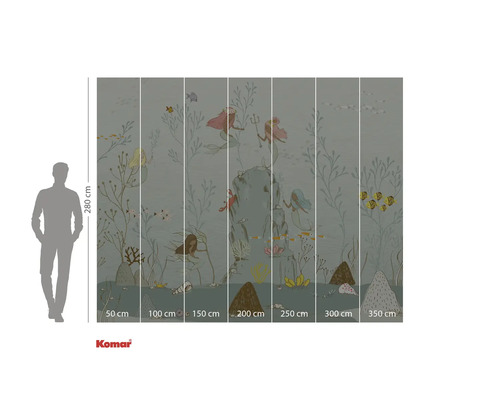 Papier peint photo avec des sirènes et des motifs sous-marins, indications de taille incluses