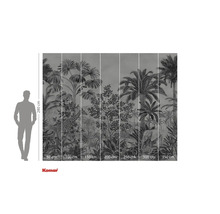 Papier peint photo avec motifs de jungle, incluant une girafe, un zèbre et un éléphant