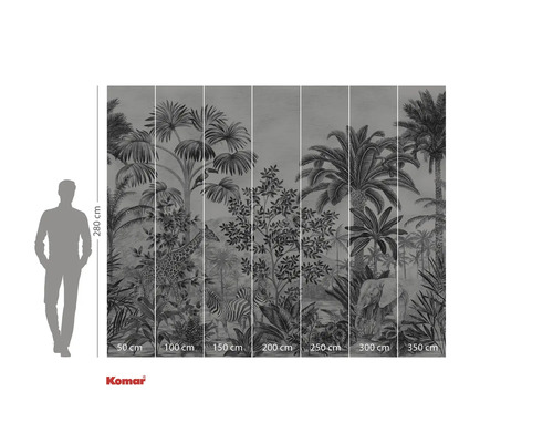 Papier peint photo avec motifs de jungle, incluant une girafe, un zèbre et un éléphant