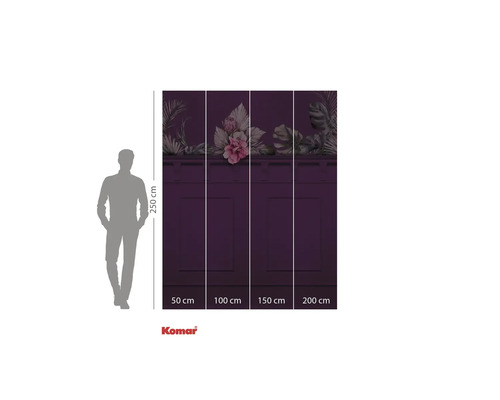 Papier peint photo avec motif floral et indication de la hauteur