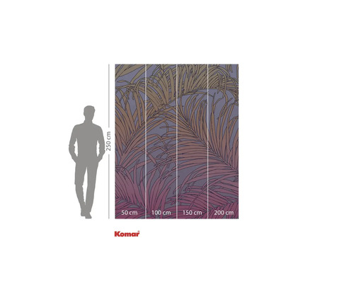 Papier peint photo avec motif de palmier et indications de taille