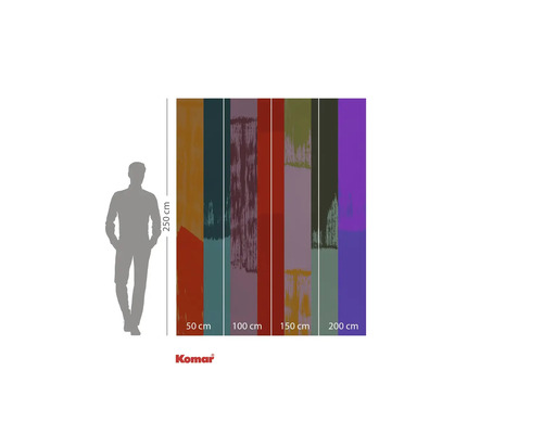 Papier peint photo Komar avec des motifs de couleur et des indications de dimensions