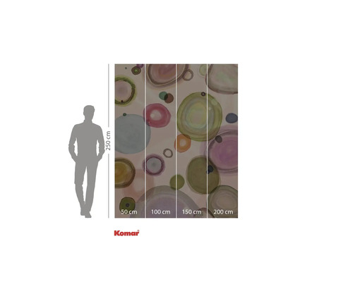 Papier peint photo avec motif de cercles et indications de taille