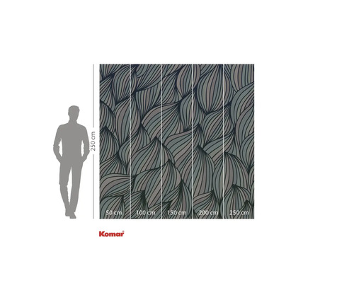 Papier peint photo avec motif de feuilles et indications de taille