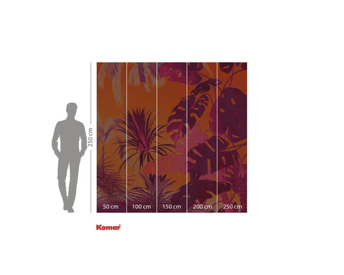 Papier peint photo avec feuilles et indications de taille