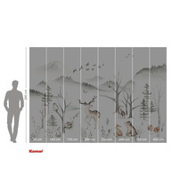 Fototapete mit Waldtiermotiv und Grössenangaben