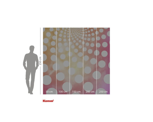 Papier peint photo avec motif à pois et indications de taille