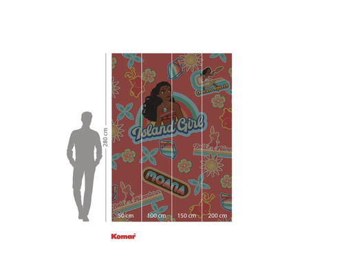 Papier peint photo avec des motifs du film Vaiana et indications de taille