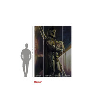 Papier peint photo Komar Star Wars The Mandalorian et Baby Yoda, 280 cm de haut, représentant une scène de la série.