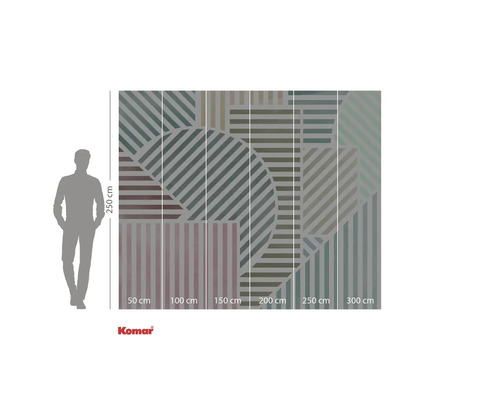 Papier peint photo Komar avec motif géométrique et indications de dimension