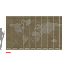 Image murale avec carte du monde et indications de taille