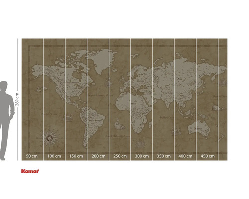 Image murale avec carte du monde et indications de taille