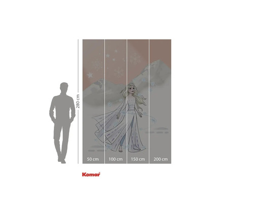 Papier peint Komar représentant la Reine des neiges Elsa, composé de quatre parties, d'une hauteur de 280 centimètres.