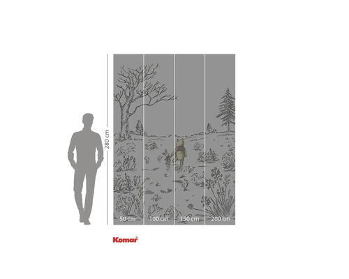 Papier peint photo avec motif Winnie l'ourson et Porcinet et indications de taille