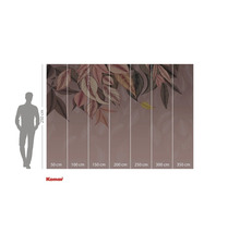 Papier peint photo avec motif de feuilles et indications de taille